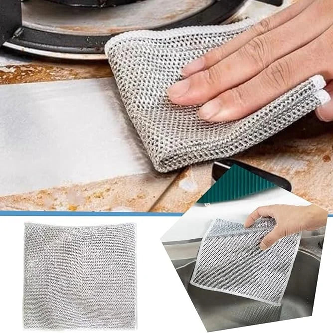 Dish Washing Cleaning Cloth Wire Dish Washing Rugs For Kitchen Dishes Dish Scrubber Kitchen Cleaning Cloth Metal Silver