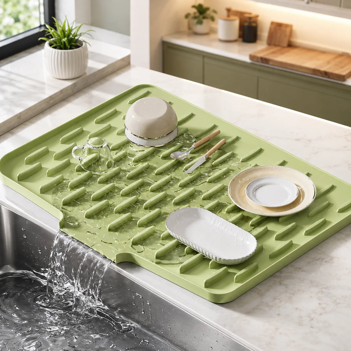 Kitchen Sink Drying Mat | Fast Water Absorbent Dish Drying Pad