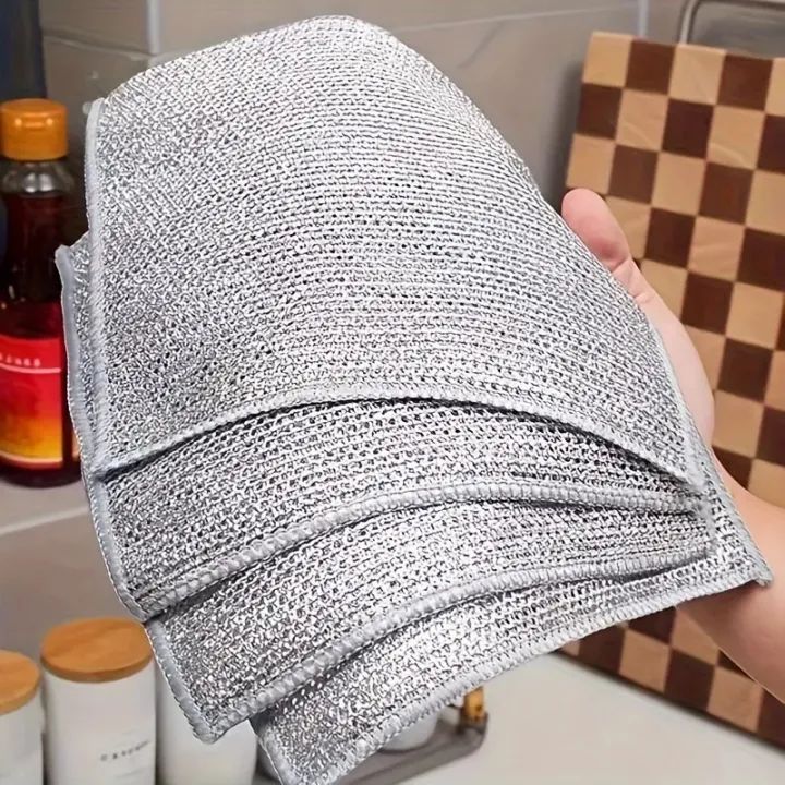 Dish Washing Cleaning Cloth Wire Dish Washing Rugs For Kitchen Dishes Dish Scrubber Kitchen Cleaning Cloth Metal Silver