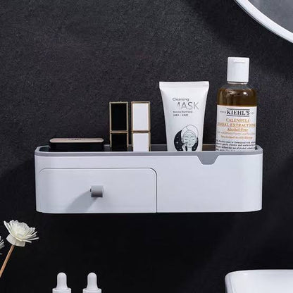 Smart Wall-Mount Storage Shelf with Hidden Drawer | Multi-Purpose Bathroom & Organizer Rack
